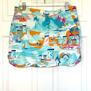 Crown & Ivy Tropical Skort Womens Large Pull On Pockets Cotton Knit Spring Club